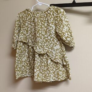Rylee + Cru Olive and White Floral Kids Blouse